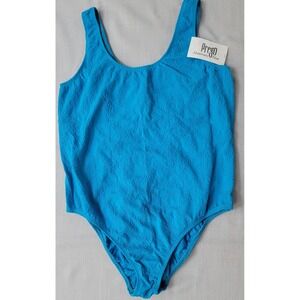 Prego Maternity One Piece Swimsuit Blue Floral Textured Cutout Back XL NWT